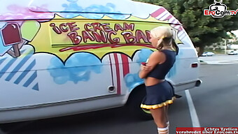 Small Blonde Cheerleader Gets Fucked In A Car