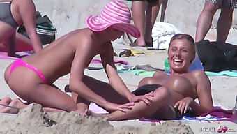 Teen (18+) Caught On Beach With Real Lesbians