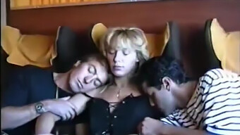 A Train Ride Turns Into A Threesome With An Inexperienced Woman Performing Oral Sex On Two Men