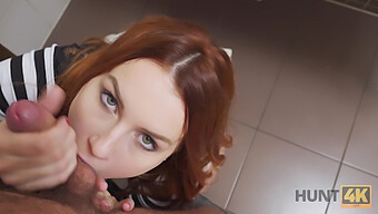 Belle With Red Hair Engages In Sexual Acts With Unknown Individuals In The Restroom While Her Boyfriend Is Present