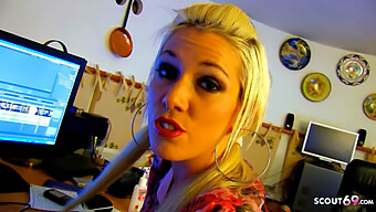 Watch This Blonde Teen Give A Blowjob And Take Cock In Her Mouth