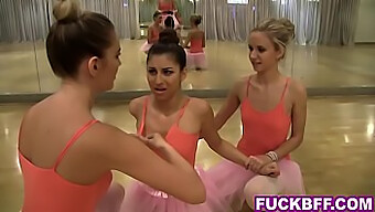 Lesbian Ballerinas With Big Natural Tits And Small Boobs Get Caught And Lick Each Other