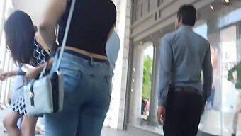 Tight Jeans Girl Gets A Bellyful