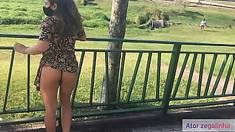 Brazilian Wife Flaunts Her Assets In Public Square, Daring To Be Caught