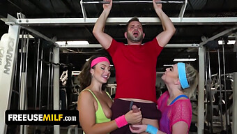 Lucky Guy Gets To Fuck Two Curvy Milfs In His New Freeuse Gym