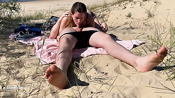 Nude Couple Enjoys A Hot And Steamy Blowjob On The Beach