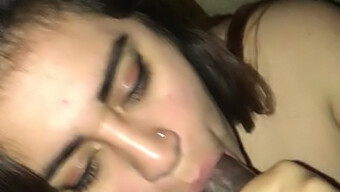 A Latina Girl Gives A Blowjob And Receives A Load